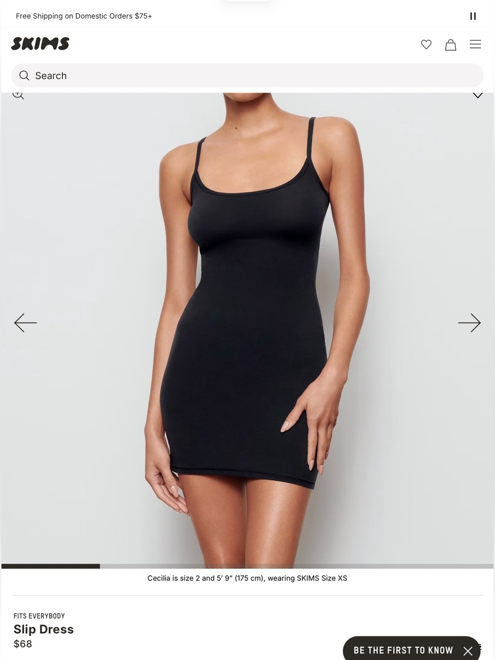 Skims fits everybody slip dress color onyx size large NWT